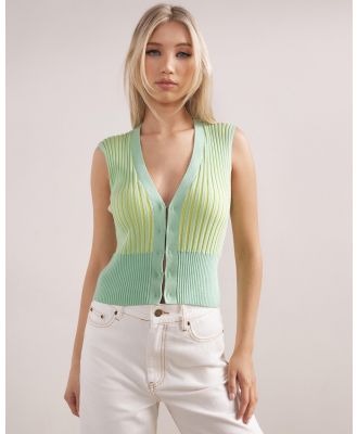 Dazie - Sunshine State Cotton Summer Knit Vest - Coats & Jackets (Mint & Lime Green) Sunshine State Cotton Summer Knit Vest