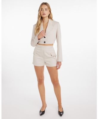 Dazie - Tap In Tailored Cropped Jacket - Blazers (Bone) Tap In Tailored Cropped Jacket