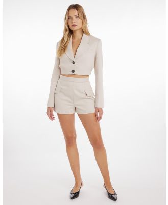 Dazie - Tap In Tailored Shorts - High-Waisted (Bone) Tap In Tailored Shorts