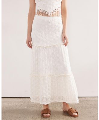 Dazie - That Girl Lace Tiered Midi Skirt - Skirts (Cream) That Girl Lace Tiered Midi Skirt