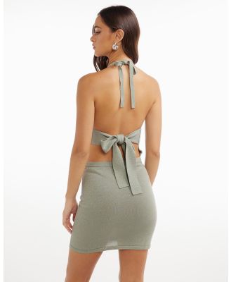 Dazie - Throw On Halter Knit Mini Dress - Dresses (Seafoam) Throw On Halter Knit Mini Dress
