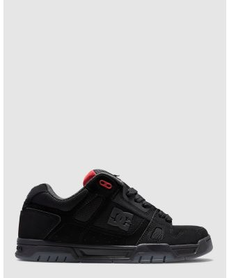 DC Shoes - Mens Stag  Leather Shoe - Lifestyle Sneakers (BLACK/GREY/RED) Mens Stag  Leather Shoe