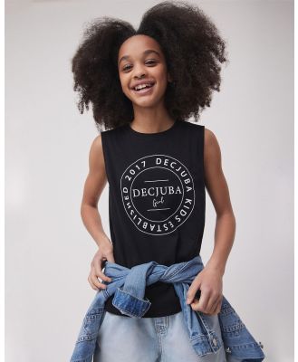 Decjuba Kids - Girls Circle Heritage Tank   Teens - T-Shirts & Singlets (Black) Girls Circle Heritage Tank - Teens