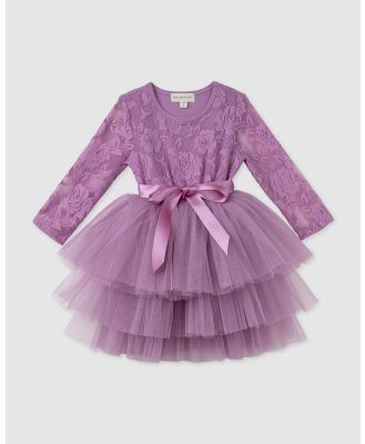 Designer Kidz - My First Lace Tutu L S Dress - Dresses (Berry) My First Lace Tutu L-S Dress