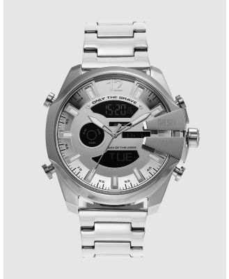 Diesel - Mega Chief Silver Tone Analogue Watch - Watches (Silver) Mega Chief Silver Tone Analogue Watch