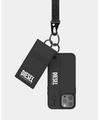 Diesel - TECH CHAIN LEATHER HANDSTRAP iPhone 13 13 Pro Phone Case For iPhone - Tech Accessories (Black) TECH CHAIN LEATHER HANDSTRAP iPhone 13-13 Pro Phone Case For iPhone