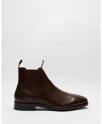 Double Oak Mills - Carson Leather Gusset Boots - Boots (Dark Brown Tumbled) Carson Leather Gusset Boots