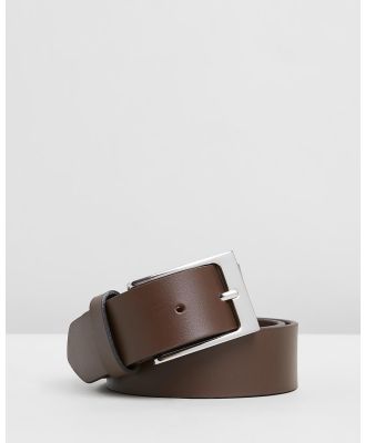 Double Oak Mills - Smooth Leather 35mm Belt - Belts (Brown & Silver) Smooth Leather 35mm Belt
