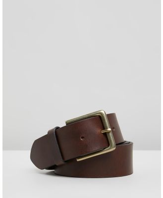 Double Oak Mills - Smooth Leather 40mm Belt - Belts (Brown & Gold) Smooth Leather 40mm Belt