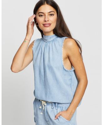 DRICOPER DENIM - Oliana Tie Neck Tank - Tops (Drain Wash ) Oliana Tie Neck Tank