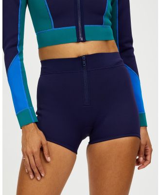 Duskii - Zip Front Shorts - Bikini Bottoms (Navy) Zip Front Shorts