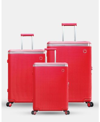 Echolac Japan - Chicago 3 Piece Luggage Set - Travel and Luggage (Red) Chicago 3 Piece Luggage Set