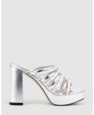 Edward Meller - TESTRA115 Strappy Platform Slide - Sandals (Silver) TESTRA115 Strappy Platform Slide