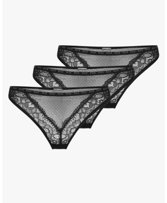 ELLE Intimates - 24 7 Lace Thong 3 Pack - Thongs & G-Strings (Black) 24-7 Lace Thong 3 Pack
