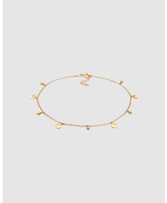 Elli Jewelry -  Anklet Plate Pendants Boho Style in 925 Sterling Silver Gold Plated - Jewellery (Gold) Anklet Plate Pendants Boho Style in 925 Sterling Silver Gold Plated