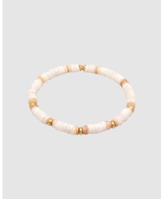 Elli Jewelry -  Bracelet Surfer Style Beach Trend with Heishi Beads in 925 Sterling Silver Gold Plated - Jewellery (white) Bracelet Surfer Style Beach Trend with Heishi Beads in 925 Sterling Silver Gold Plated