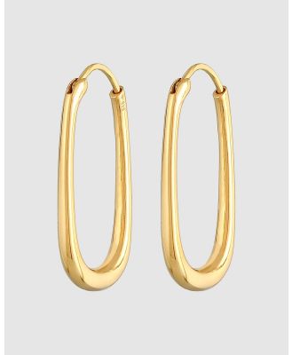 Elli Jewelry -  Earrings Creoles Oval Elegant Timeless Basic in 925 Sterling Silver Gold Plated - Jewellery (Gold) Earrings Creoles Oval Elegant Timeless Basic in 925 Sterling Silver Gold Plated