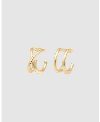 Elli Jewelry -  Earrings Ear Cuff Geo Basic Minimalist 925 Sterling Silver Gold Plated - Jewellery (Gold) Earrings Ear Cuff Geo Basic Minimalist 925 Sterling Silver Gold Plated