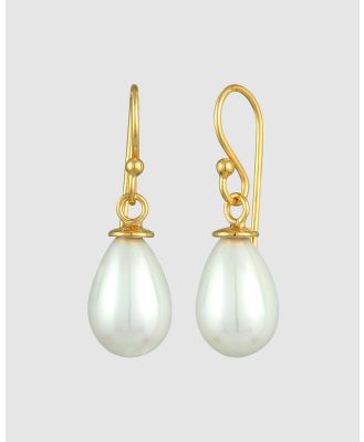 Elli Jewelry -  Earrings Ear Hanger Oval Classic with shell core pearl in 925 sterling silver - Jewellery (Gold) Earrings Ear Hanger Oval Classic with shell core pearl in 925 sterling silver