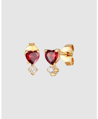 Elli Jewelry -  Earrings Heart Motive Love with Zirconia in 925 Sterling Silver Gold Plated - Jewellery (Gold) Earrings Heart Motive Love with Zirconia in 925 Sterling Silver Gold Plated
