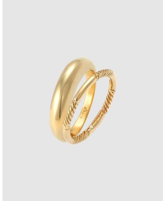 Elli Jewelry -  Ring Band Twisted Basic Set of 2 in 925 Sterling Silver Gold Plated - Jewellery (Gold) Ring Band Twisted Basic Set of 2 in 925 Sterling Silver Gold Plated