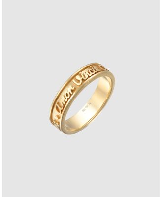 Elli Jewelry -  Ring Band Words Amor Vincit Omnia Elegant in 925 Sterling Silver Gold Plated - Jewellery (Gold) Ring Band Words Amor Vincit Omnia Elegant in 925 Sterling Silver Gold Plated