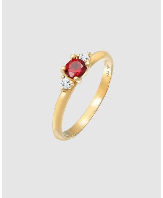 Elli Jewelry -  Ring Classic Elegant with Garnet and Topaz Gemstone in 925 Sterling Silver Gold Plated - Jewellery (red_purple) Ring Classic Elegant with Garnet and Topaz Gemstone in 925 Sterling Silver Gold Plated