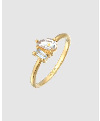 Elli Jewelry -  Ring Drop Elegant with Topaz gemstone in 925 sterling silver gold plated - Jewellery (Gold) Ring Drop Elegant with Topaz gemstone in 925 sterling silver gold plated