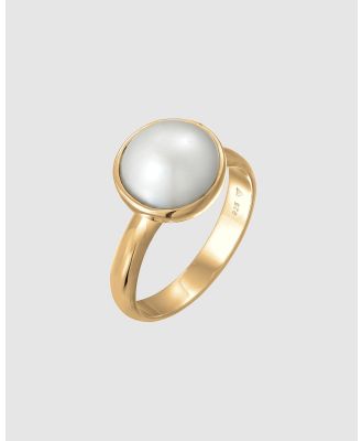 Elli Jewelry -  Ring Mabe Pearl Classic Noble in 925 Sterling Silver Gold Plated - Jewellery (white) Ring Mabe Pearl Classic Noble in 925 Sterling Silver Gold Plated