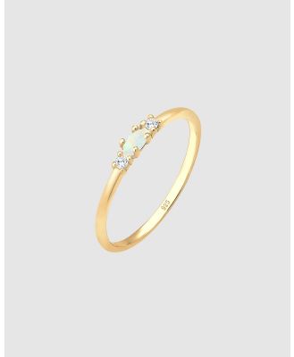 Elli Jewelry -  Ring Round Circle Love Geo Blogger Opal 925 Silver Gold Plated - Jewellery (Gold) Ring Round Circle Love Geo Blogger Opal 925 Silver Gold Plated