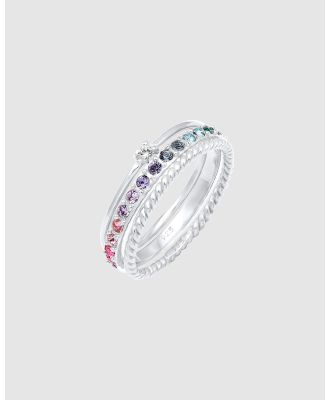 Elli Jewelry -  Ring Set Multi Colour with Crystals in 925 Sterling Silver - Jewellery (Silver) Ring Set Multi-Colour with Crystals in 925 Sterling Silver