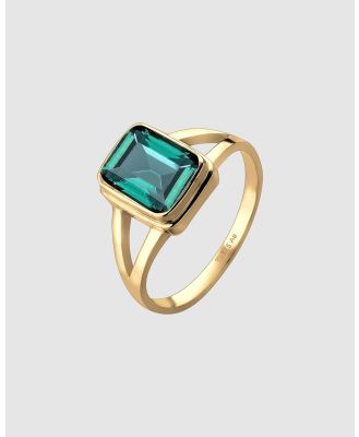 Elli Jewelry -  Ring Solitaire Quadrangle with quartz gemstones in 925 sterling silver gold plated - Jewellery (green) Ring Solitaire Quadrangle with quartz gemstones in 925 sterling silver gold plated
