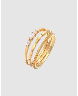 Elli Jewelry -  Ring Stack Marquise Basic Set with Zirconia Crystals in 925 Sterling Silver gold plated - Jewellery (white) Ring Stack Marquise Basic Set with Zirconia Crystals in 925 Sterling Silver gold plated