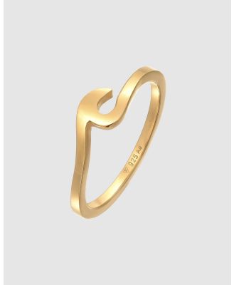 Elli Jewelry - Ring Wave Basic Trend in 925 Sterling Silver Gold Plated - Jewellery (Gold) Ring Wave Basic Trend in 925 Sterling Silver Gold Plated