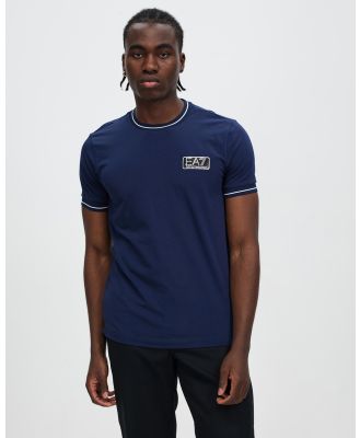 Emporio Armani EA7 - Embroidered Logo T Shirt - T-Shirts & Singlets (Navy Blue) Embroidered Logo T-Shirt