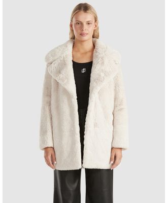 ENA PELLY - Minimalist Faux Fur Jacket - Coats & Jackets (Bone) Minimalist Faux Fur Jacket