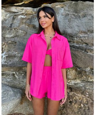 Endless - Soak Up Terry Beach Shirt - Swimwear (Hot Girl Pink) Soak Up Terry Beach Shirt