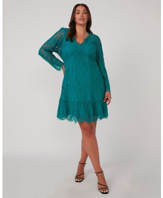Estelle - Mini Lace Frill Dress - Dresses (Teal) Mini Lace Frill Dress
