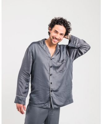 Ettitude - Sateen Long Sleeve PJ Shirt - Sleepwear (Grey) Sateen Long Sleeve PJ Shirt