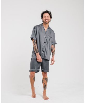 Ettitude - Sateen Short Sleeve PJ Shirt - Sleepwear (Grey) Sateen Short Sleeve PJ Shirt