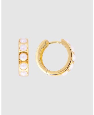 FAIRLEY - Crystal Pearl Midi Hoops - Jewellery (Gold) Crystal Pearl Midi Hoops