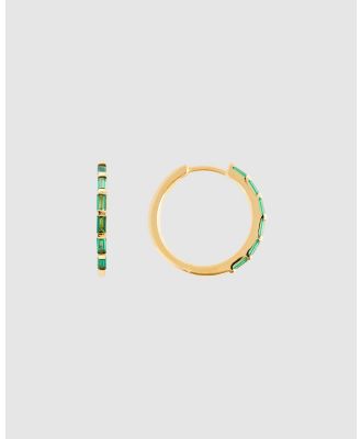 FAIRLEY - Emerald Crystal Baguette Maxi Hoops - Jewellery (Gold) Emerald Crystal Baguette Maxi Hoops