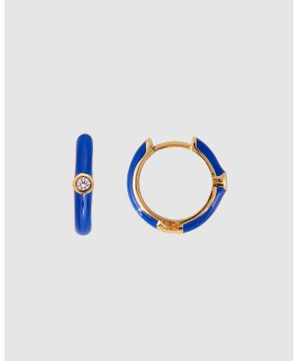 FAIRLEY - Royal Enamel Midi Hoops - Jewellery (Gold) Royal Enamel Midi Hoops