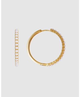FAIRLEY - Slim Crystal Pearl XL Hoops - Jewellery (Gold) Slim Crystal Pearl XL Hoops