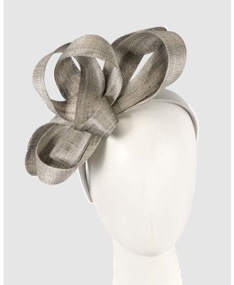 Fillies Collection - Silver Abaca Loops Racing Fascinator - Fascinators (Silver) Silver Abaca Loops Racing Fascinator