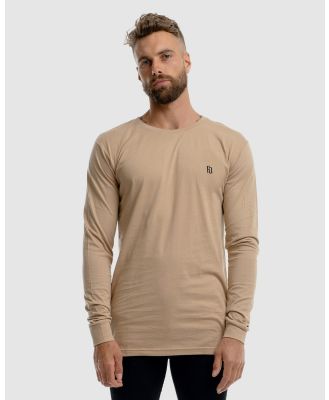 First Division - Contract Embroidery Long Sleeve Tee - Long Sleeve T-Shirts (Camel) Contract Embroidery Long Sleeve Tee