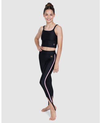 Flo Active - Chelsea Stirrup Pants With Side Stripe   Kids Teens - Pants (Black & Pink) Chelsea Stirrup Pants With Side Stripe - Kids-Teens