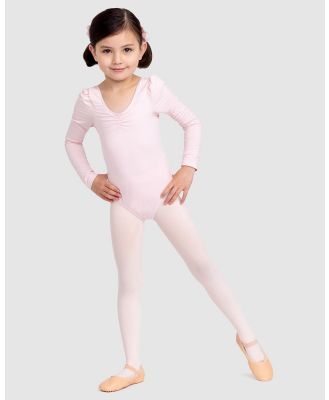 Flo Dancewear - Puff Long Sleeve Leotard   Kids - Longsleeve Rompers (Pink) Puff Long Sleeve Leotard - Kids