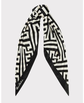 Florence Broadhurst - Chinese Key Silk Scarf - Scarves & Gloves (Black/Ivory) Chinese Key Silk Scarf