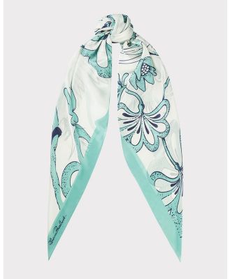 Florence Broadhurst - Egrets Silk Scarf - Scarves & Gloves (Teal) Egrets Silk Scarf